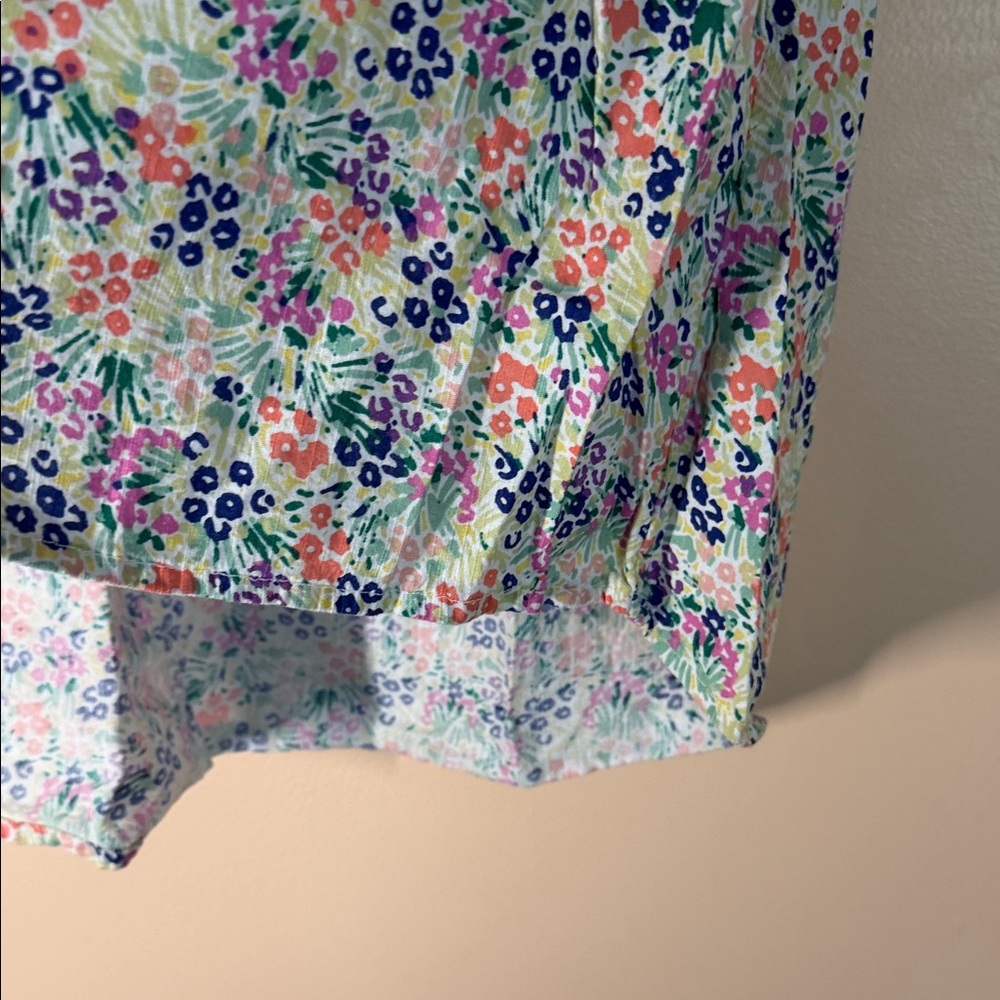 St. John's Bay Floral Short Sleeve Blouse - White, Blue, Pink, Green - Picture 5 of 7